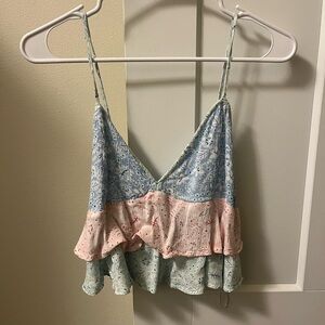 Ocean Drive Blue and Pink Crop Top